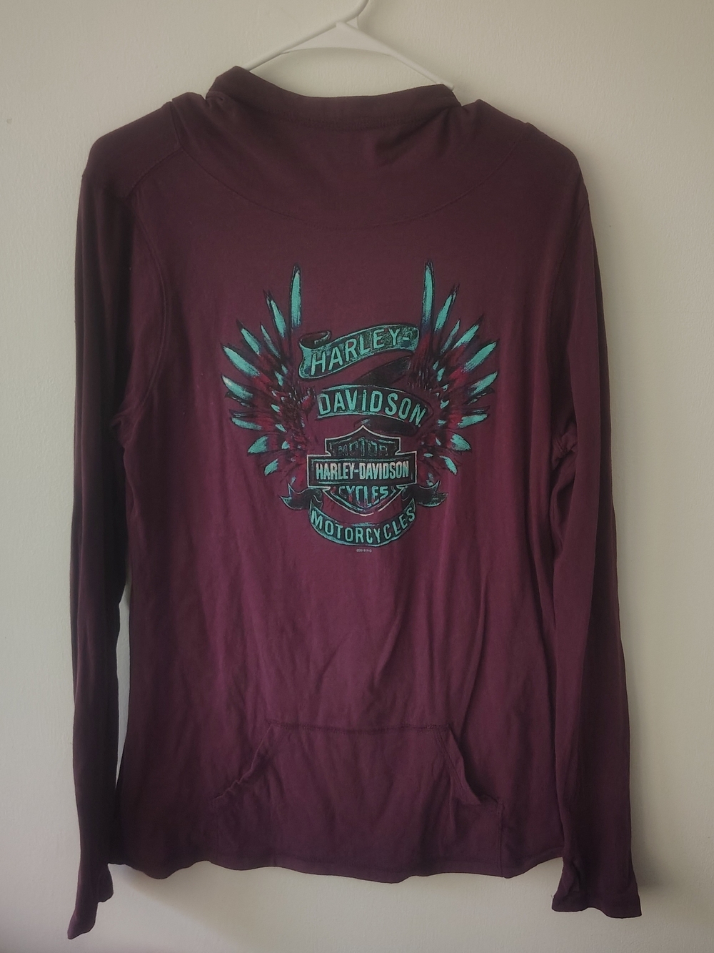 Harley-Davidson Women's Maroon Graphic Long-Sleeve Hooded Shirt
